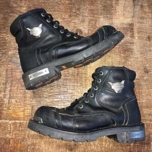 Harley Davidson Stealth Riding Boot Womens 9.5 Black Leather Biker Rocker 81641